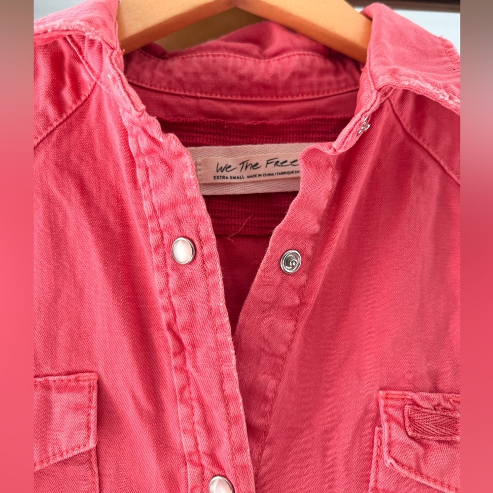 Free People “We The Free" Dylan Babydoll peplum denim shirt jacket - Picture 6 of 7